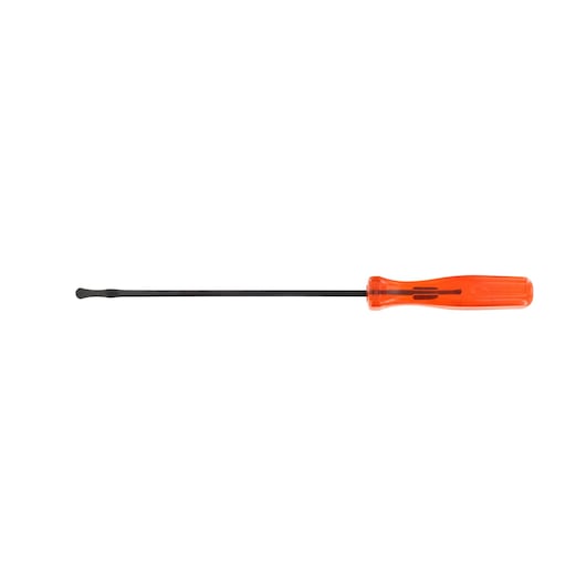 Facom AR_GSPD flathead screwdriver with long black shaft and transparent orange handle, side angle photo.