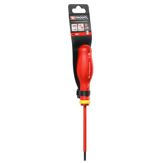 Facom insulated screwdriver PROT_SD_PARA_4X100_1000V with red handle, front angle photo.