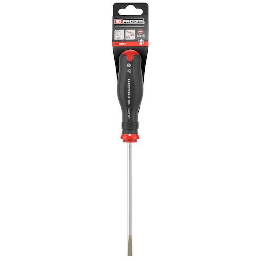 Facom flathead screwdriver with black and red handle, AT6_5X150PB, photographed on white background.