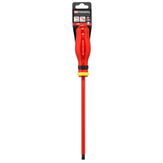 Facom insulated flathead screwdriver PROT_SD_PARA_8X200_1000V with red handle, photographed on white background.