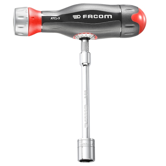 Facom ATCL.3 T-handle nut driver with black and red ergonomic grip, side view on white background.