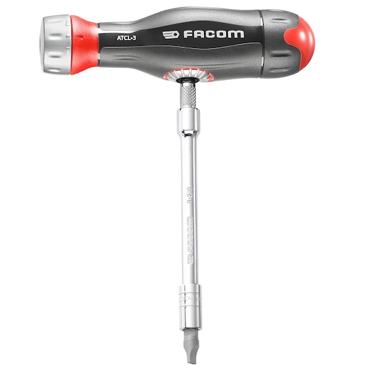 Facom ATCL.3 T-handle screwdriver with black and red ergonomic grip, photographed on white background.