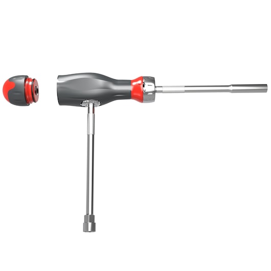 Facom ATCL.3 T-handle screwdriver with gray and red handle, side view, white background.