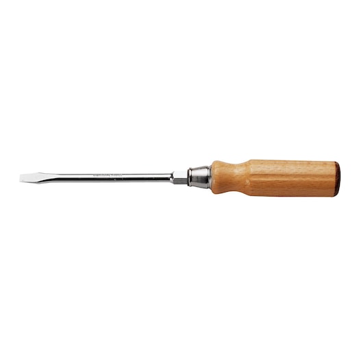 Screwdriver for Slotted Head Hexagon Forged Blade With Wood Handle, 4 x 90 mm