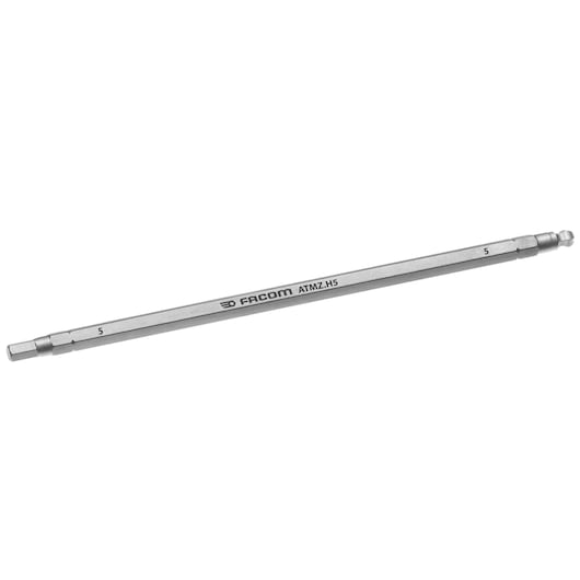 Facom ATMZ.H5 hex screwdriver bit, silver color, side angle, photography product category.