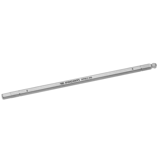Facom ATMZ.H6 hex screwdriver bit, silver color, straight side view on white background.