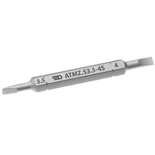 Facom ATMZ.S3.5-4S double-ended screwdriver bit, silver, flat head, product photo on white background