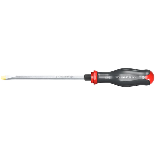 Facom flat screwdriver with black and red handle, side view, SKU ATWH10X175PB.