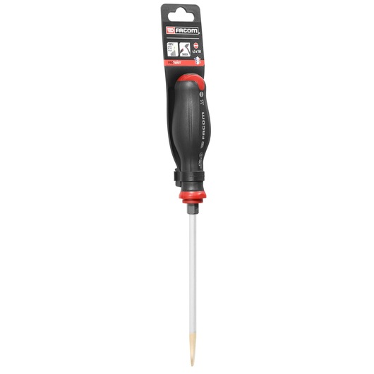 Facom flathead screwdriver PROT_SD_FLARED_6.5X150_POW with black and red handle, front angle on white background.