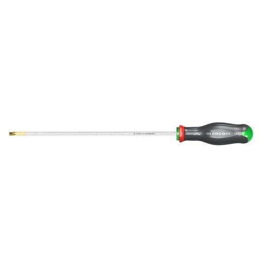Facom long Torx screwdriver with black and green handle, side view, SKU ATX40X275.