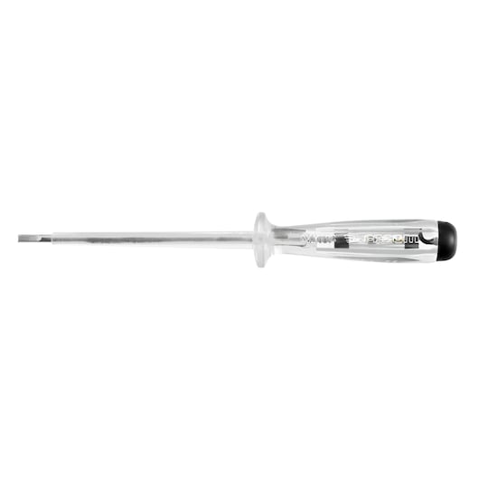 Facom AVHT1C flathead screwdriver with clear handle, side angle, white background.