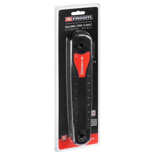 Facom AXS.MPB extension wrench in black and red, packaged in blister pack, front angle.