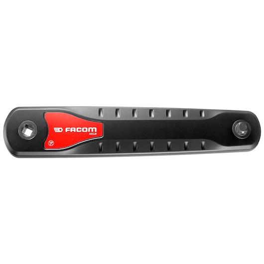 Facom AXS_M black and red hand tool with textured grip, viewed from above on white background.