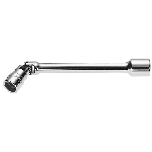 Facom B10R12AL chrome-plated socket wrench with a swivel joint, side view on white background.