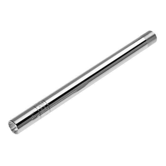 Facom BJ14BH2 chrome long socket with knurled end, side angle on white background.
