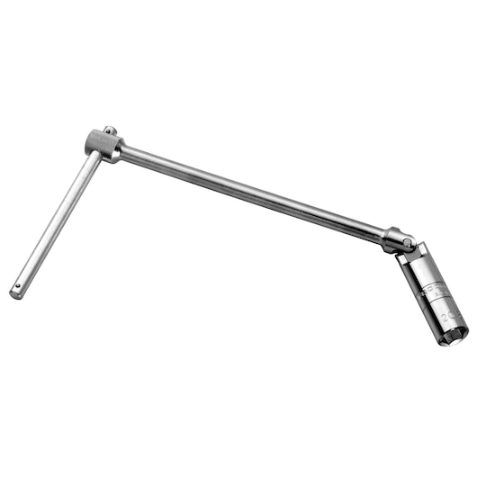 Facom B_J21R1B chrome-plated L-handle socket wrench with universal joint, photography, white background.