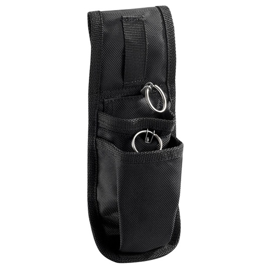 Facom BAG-RECT2SLS black tool holster with multiple pockets and metal rings, front angle, white background.