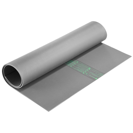 Facom BC_21VSE photography of grey rolled mat with green printed details, angled on white background