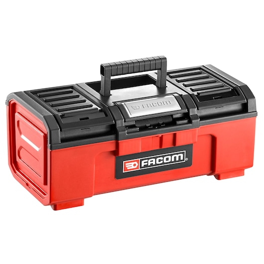 Facom BP.C16NPB red and black toolbox front angle with top handle and dual latches.