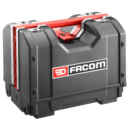 Facom BP_Z46APB tool box with black body, red handle, and side reinforcements, photographed on white background.