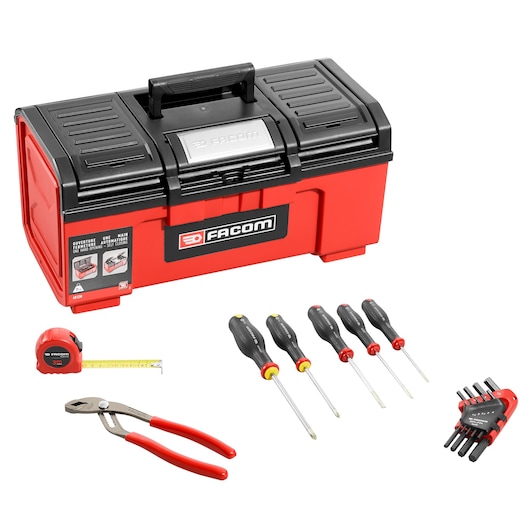 Plastic ToolBox Model 19" Self-Closing With Set, 16 Tools