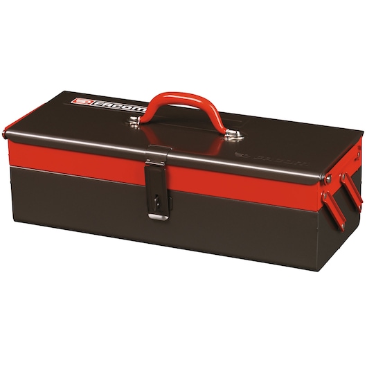 Facom BT_6A metal toolbox with red handle and latch, side view, product photography.