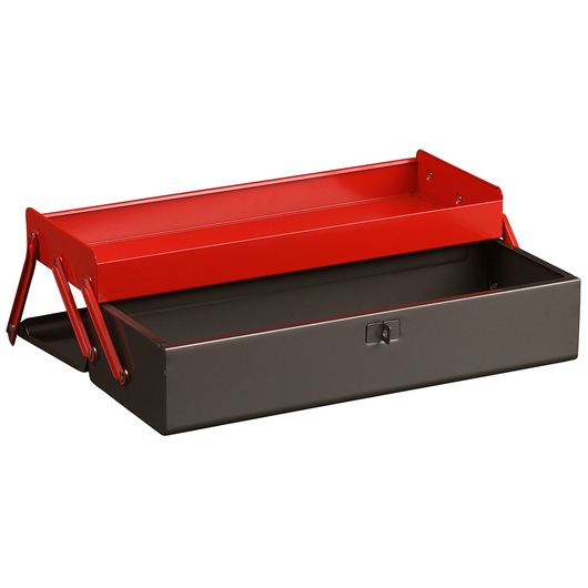 Facom BT_6A metal toolbox with red lid and open black base, angled view on white background.