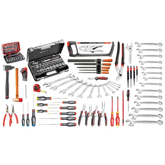 3 Drawer ToolBox Alloy 20" With Mechanics Set, 136 Tools Metric