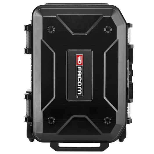 Facom BV_R30PB black hard tool case front view with logo, rugged design, photography asset.