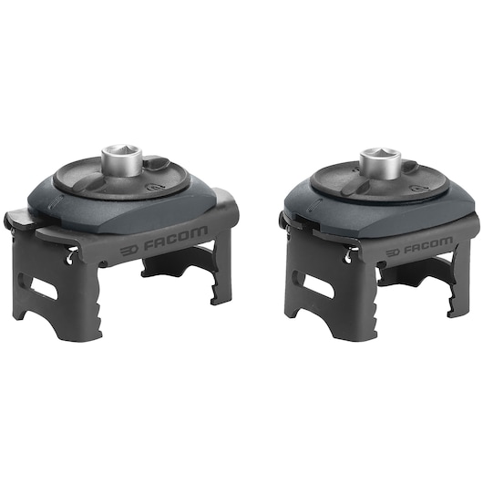 Facom C.48-J2PB pair of compact black and grey socket holders, front-right angle, white background.