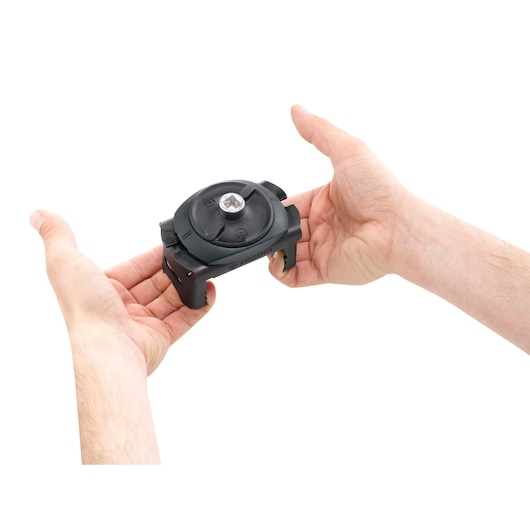 Photo of Facom C.48-J2PB black rotary tool accessory held in two hands, white background.