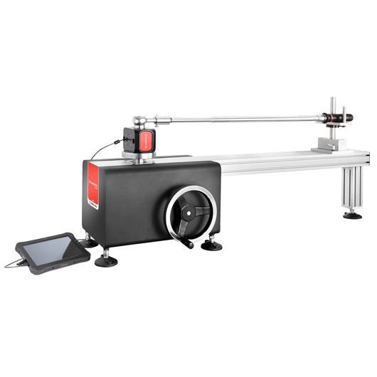 Facom CD12A torque wrench calibration machine with tablet, side angle, black and silver finish.