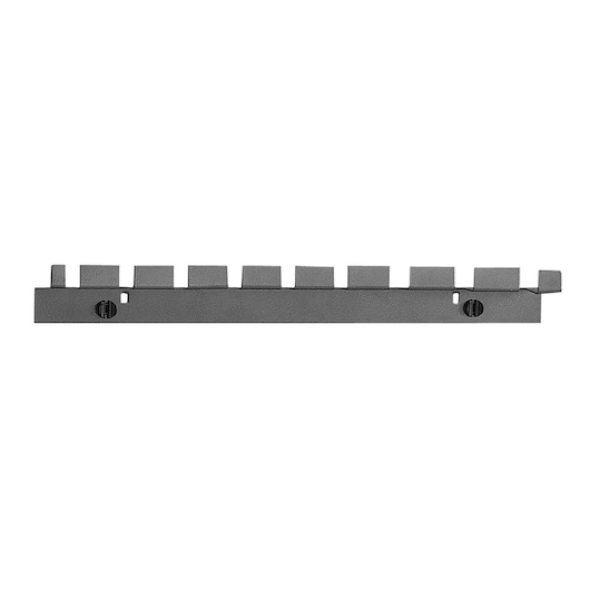 Facom CKS34A metal tool holder rack, black, front angle, with slot dividers and mounting holes.