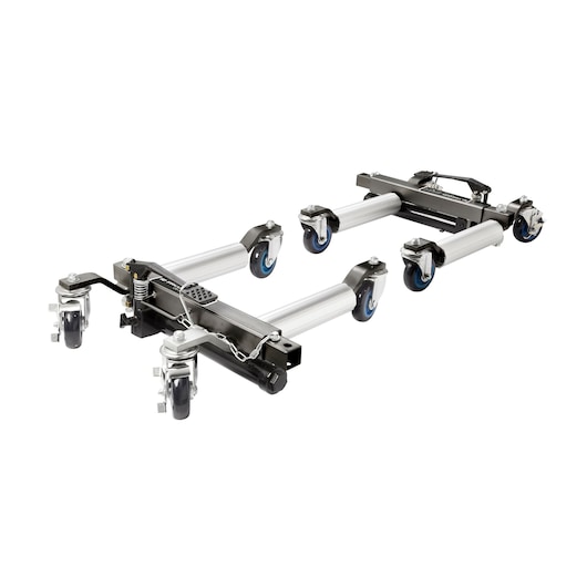 Facom CR_12H adjustable metal dolly with blue caster wheels, photography, front angle on white background.