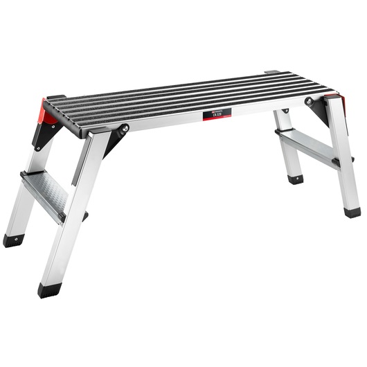 Facom CR.S20 aluminum step stool, silver with black non-slip top, side view on white background.
