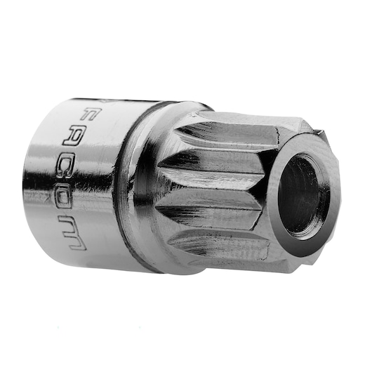 Facom D120-16 silver spline socket, product photography, angled view on white background.