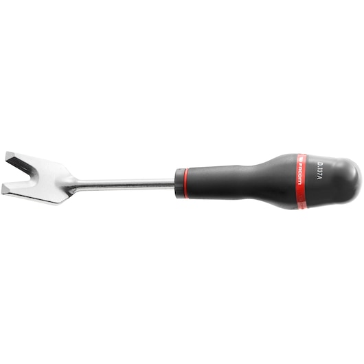 Facom D137A trim clip remover with black ergonomic handle, red ring detail, side view on white background.