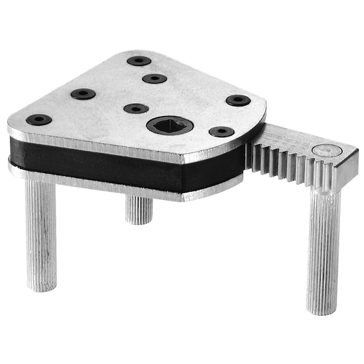 Photo of Facom D151A adjustable oil filter wrench, silver metal, three legs, isolated on white background.