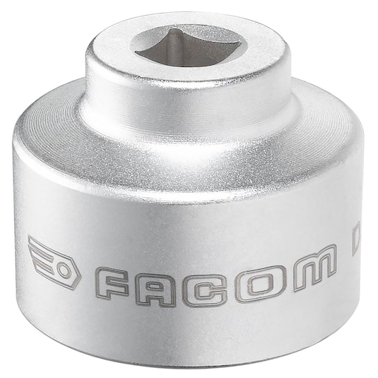 Facom D_163-24 socket adapter, silver finish, angled view, tool photography.