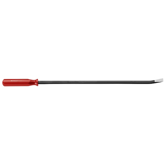 Facom D_3-12 long flat pry bar with red handle, side angle, on white background.