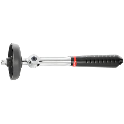 Facom D_48 ratchet wrench with round black protection, black handle, side view, white background.