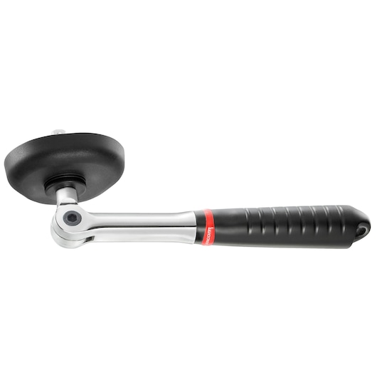 Facom D_48 hand ratchet with pivoting head and ergonomic black handle, product side view on white background.