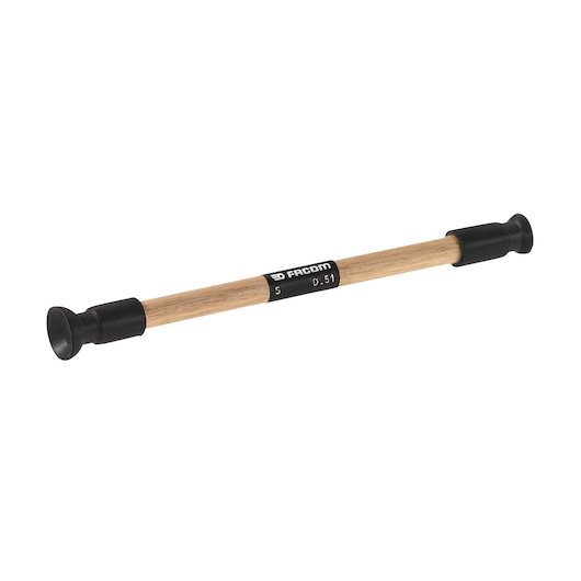 Facom D51 wooden handle tool with black rubber ends, photography, side angle.