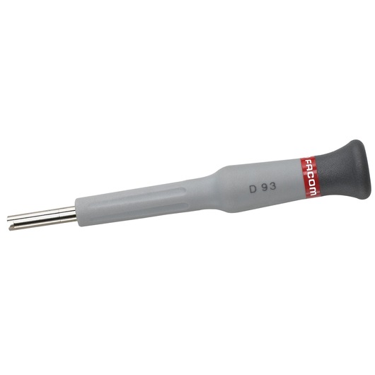 Facom D93 precision grey handled pin extractor tool, side view with metal tip on white background.