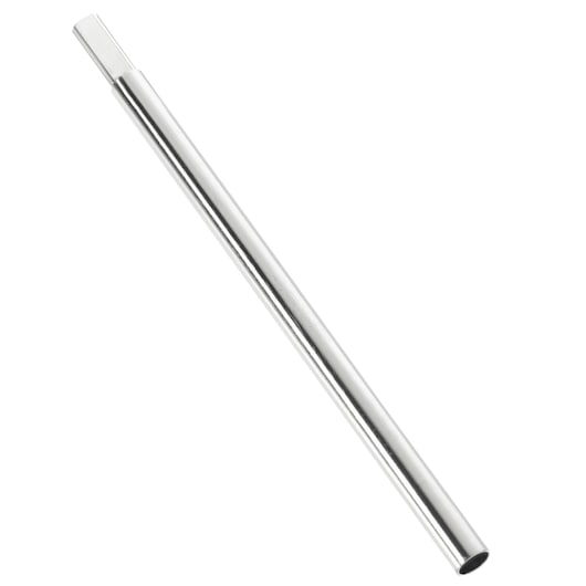A close-up image of a metal cylindrical tool with a hexagonal tip, photographed on a white background.