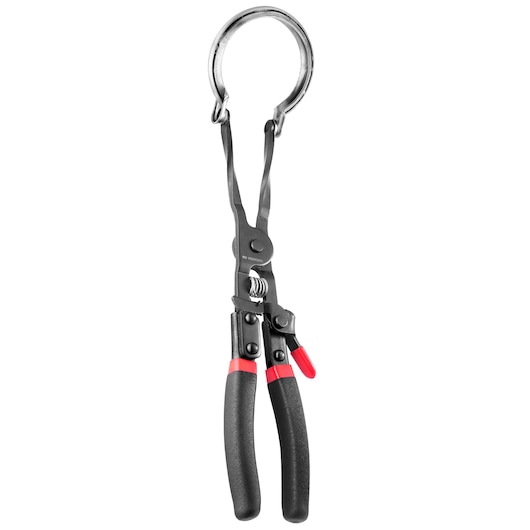 Facom DE.CPB hose clamp pliers with black and red handles, front angle on white background.