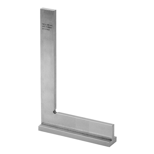 Facom DELA_1257_10 steel machinist square, photography, side angle on white background.