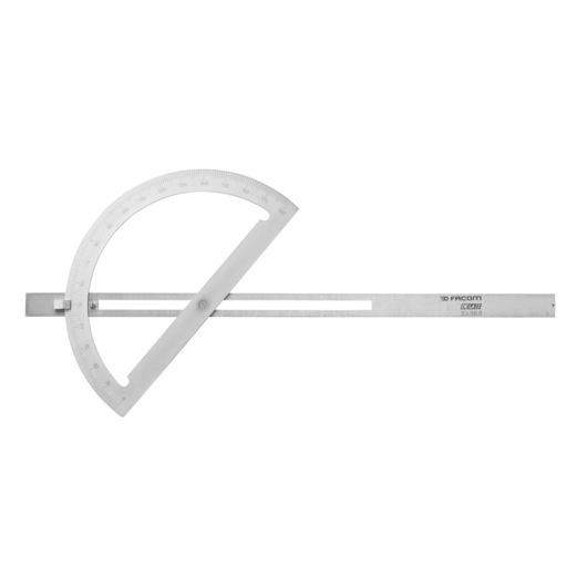 Facom DELA_1880_00 stainless steel adjustable protractor, photography, white background side view