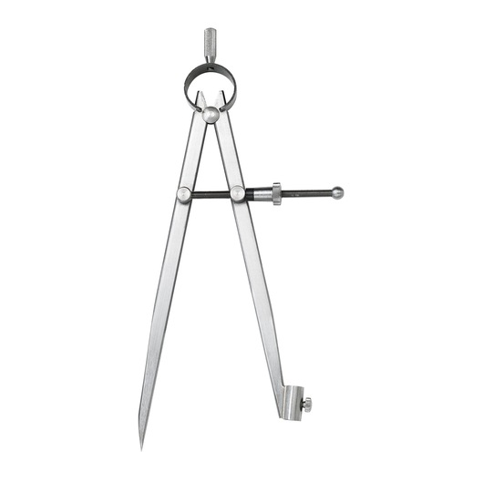 Photo of Facom DELA190505 metal drawing compass with adjustment knob, front angle, on white background.