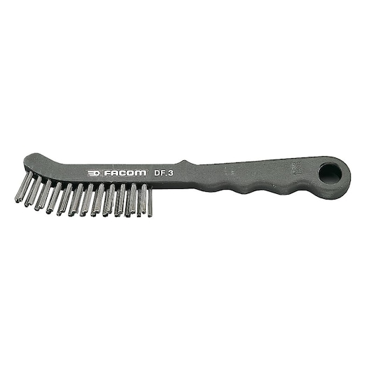 Facom DF_3 wire brush with ergonomic black handle, side view on white background.